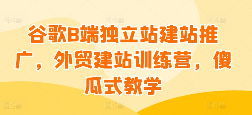 谷歌B端独立站建站推广，外贸建站训练营，傻瓜式教学