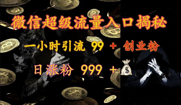 微信超级流量入口揭秘：一小时引流 99 + 创业粉，日涨粉 999 +