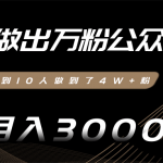 零基础做出万粉公众号，3个月从不到10人做到了4W+粉，业余月入3000-8000元