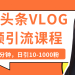 今日头条VLOG视频引流课程：每天30分钟，日引10-1000粉（完结）