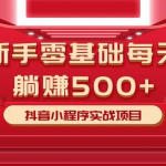 最新小白赚钱项目，零基础每天躺赚500+抖音小程序实战项目