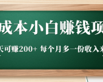 零成本小白赚钱实操项目，一天可赚200+ 每个月多一份收入来源