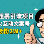 公众号粗暴引流项目：抖音必火互动文案号，两天吸粉2W+（可持续操作）