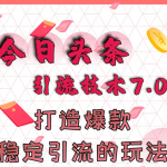 今日头条引流技术7.0，打造爆款稳定引流的玩法，收入每月轻松过万