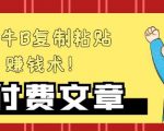 —牛B复制粘贴赚钱术！牛逼持久收入极品闷声发财项目，首发揭秘独此一家！