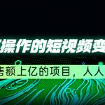 五个可操作年销售额上亿的项目的短视频变现项目，人人能学会