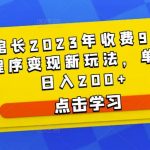 D1G馆长2023年收费990的抖音小程序变现新玩法，单号轻松日入200+”