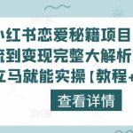 小红书恋爱秘籍项目，从引流到变现完整大解析，看完立马就能实操【教程+资料】