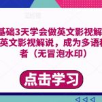 勇哥·0基础3天学会做英文影视解说，0基础3天学会英文影视解说，成为多语种影视创作者（无冒泡水印）