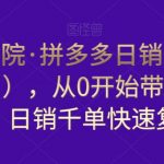 白凤电商学院·拼多多日销千单训练营，从0开始带你做好拼多多，日销千单快速复制（更新知2023年3月）