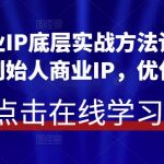 创始人商业IP底层实战方法论，用商业思维打造创始人商业IP，优化变现模式