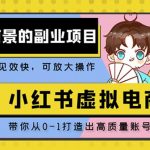 小红书蓝海大市场虚拟电商项目，手把手带你打造出日赚2000+高质量红薯账号