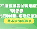 大炮·2023拼多多强付费最新玩法，3月新课​78分钟详细讲解玩法流程