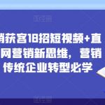 企业新营销获客18招短视频+直播+私域全网营销新思维，营销新模式，传统企业转型必学