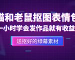 外面收费880的猫和老鼠绿幕抠图表情包视频制作教程，一条视频13万点赞，直接变现3W