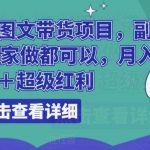 小红书图文带货项目，副业或者全职在家做都可以，月入2万＋超级红利