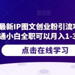 2023最新IP图文创业粉引流项目，普通小白全职可以月入1-3万