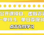 幼儿园公开课项目，虚拟资源变现，一单19.9，单日变现300