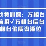 万相台实战特训课：万相台深度解析应用✔万相台后台解析✔万相台优质资源位