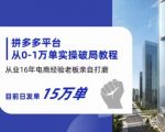 拼多多从0-1万单实操破局教程，从业16年电商经验打磨，目前日发单15万单