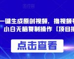 0投入，AI一键生成原创视频，撸视频号收益日入100+，小白无脑复制操作【项目拆解】