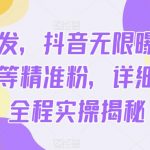 全网首发，抖音无限曝光引流创业粉等精准粉，详细教学，全程实操揭秘