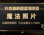 抖音最新超蓝海项目，魔法照片，无脑矩阵操作，小白也能日入1000+【揭秘】