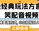 毁经典玩法方言搞笑配音视频，多种变现方式，小白轻松日入500+