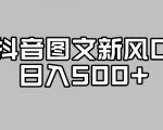 抖音图文最新风口，流量扶持非常高，日入500+【揭秘】