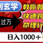 暴利玄学，教你如何快速跨入命理行业，日入1000＋月入过万