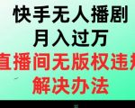 “快手无人播剧月入过万，直播间无版权违规的解决办法【揭秘】”