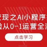 短视频变现之AI小程序推广，AI变脸从0-1运营全流程