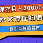 一个永久存在的信息差，保守月入20000+，新手直接跟着做【揭秘】