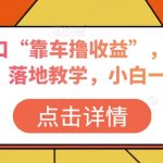 抖音新风口“靠车撸收益”，几秒视频过W收入，落地教学，小白一分钟上手【揭秘】