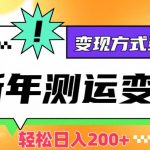 新年运势测试变现，日入200+，几分钟一条作品，变现方式多样化【揭秘