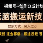 视频号无脑搬运新技术，破原创壕流量，独家方式，爆过视频，还会再爆【揭秘】