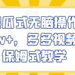 最新傻瓜式无脑操作项目月入1w+，多多视频带货保姆式教学【揭秘】