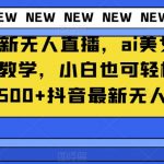 抖音最新无人直播，ai美女换装保姆级教学，小白也可轻松上手日入1500+【揭秘】