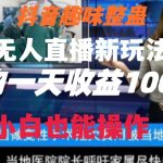 抖音趣味整蛊半无人直播新玩法，礼物收益一天1000+小白也能操作【揭秘】