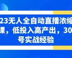 2023无人全自动直播浓缩精华课，低投入高产出，3000号实战经验