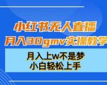 小红书无人直播月入30gmv实操教学，月入上w不是梦，小白轻松上手【揭秘】”