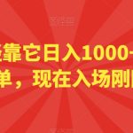 小白已经靠它日入1000+了，操作简单，现在入场刚刚好【揭秘】