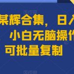 卖董某辉合集，日入1000+，小白无脑操作，可批量复制