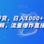 视频号带货，日入1000+，陪跑代发视频，流量爆炸直接开播