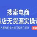 搜索电商抖店无货源必修课，普通人都能抓住的低门槛热门项目【速成版】