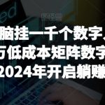 【超级蓝海项目】一台电脑挂一千个数字人，月入十万低成本矩阵数字人直播，2024年开启躺赚模式【揭秘】