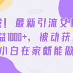 全网首发！最新引流女粉技术，单日收益1000+，被动获客100+，小白在家就能做【揭秘】”