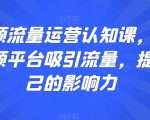 短视频流量运营认知课，利用短视频平台吸引流量，提高自己的影响力