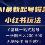 AI最新起号爆款小红书玩法，0基础一站起号，一张图日入200-500，无脑操作，有手就行