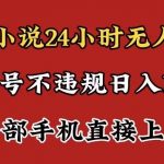 抖音小说无人直播日入1000+，不封号不违规，24小时无人直播，一部手机直接上手，保姆式教学